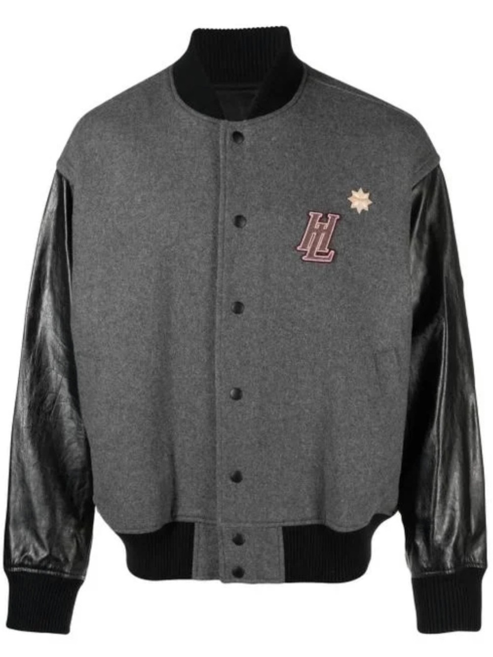 Helmut Lang Men's Gray Logo Varsity Bomber Jacket - Picture 2 of 11